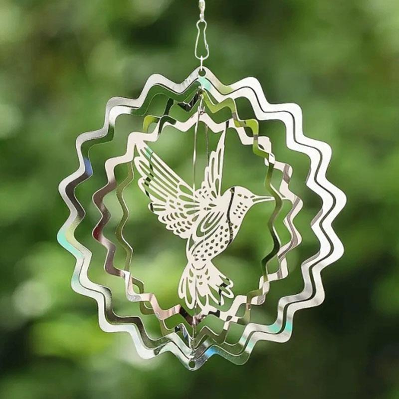 1Pc Stainless Steel Rotating Wind Spinner Hanging Decorations Garden
