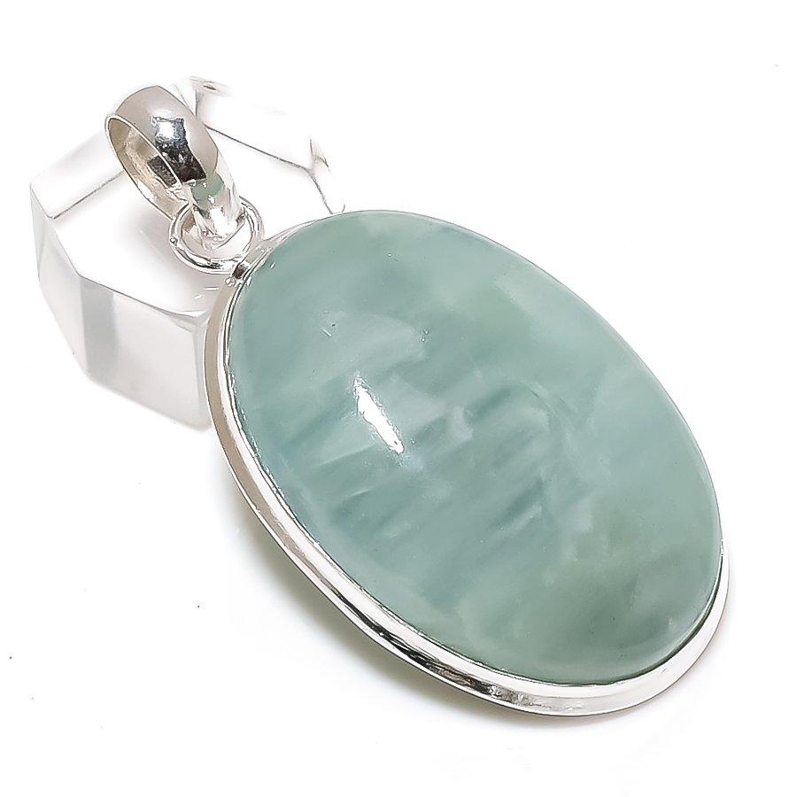 Natural Aquamarine Gemstone Handmade 925 Sterling Silver Gift Pendant 2.17" w0S56