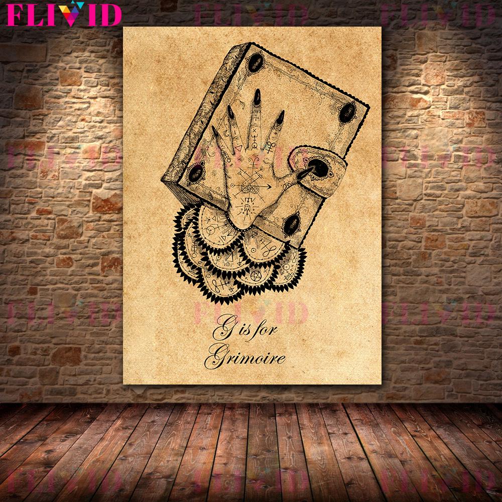 Ретро Созвездие Демона Гадание Плакат Готический Темный Созвездие Демона Стена