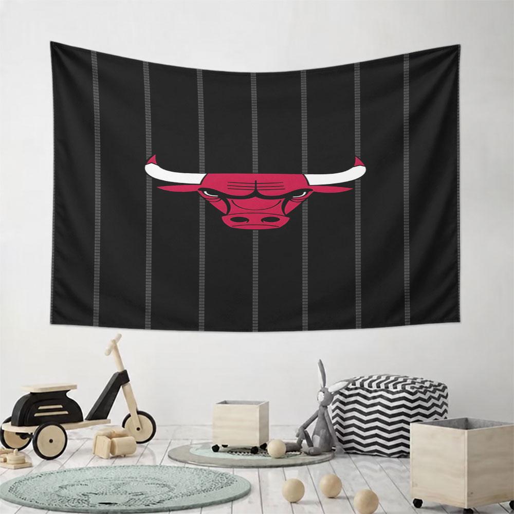 Red Bull Head on Black Striped Background Pattern Wall Hanging Tapestry Decorative Tapestry Home Decor for Bedroom and Living Room