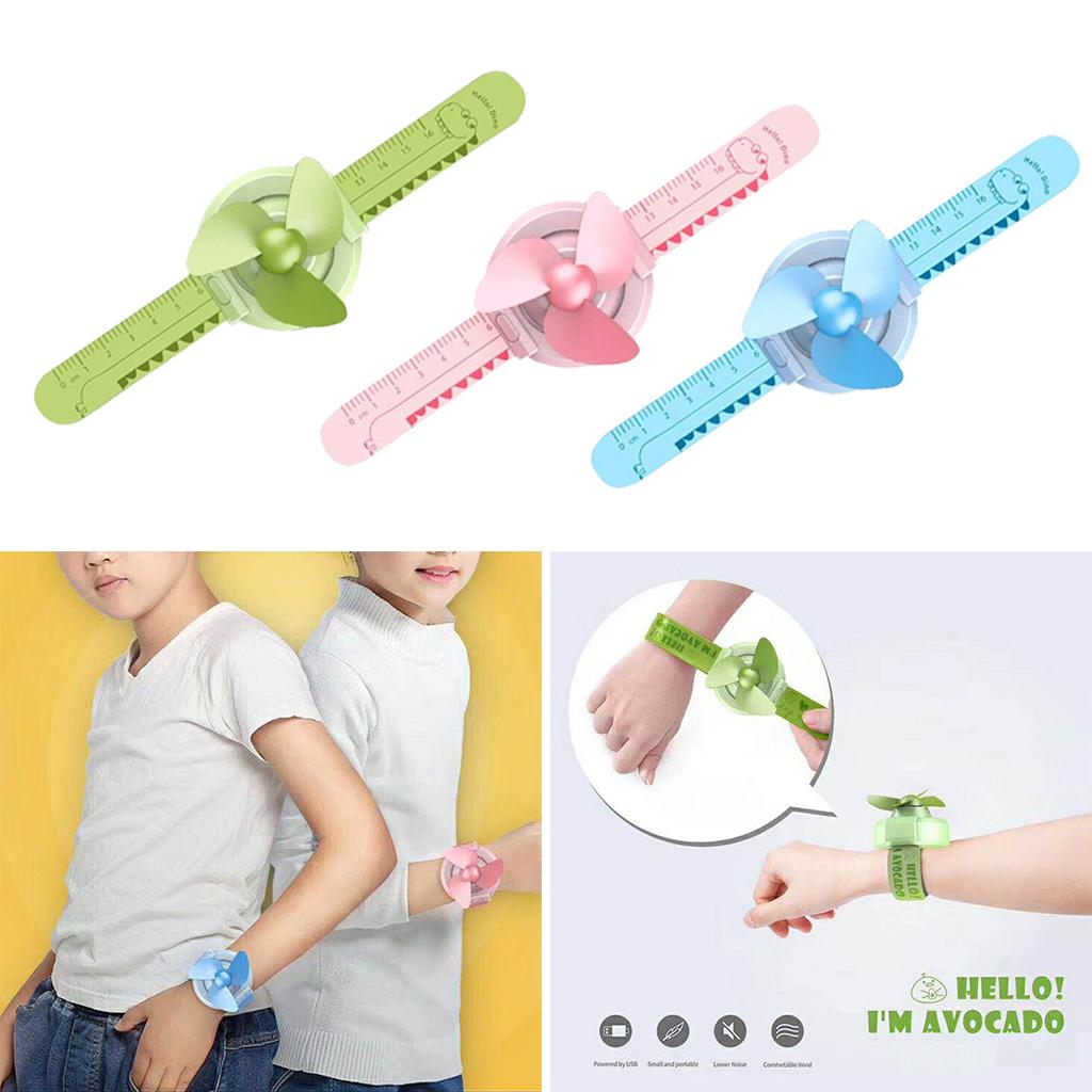Flexible Ruler Band Wrist Fan Watch Toys USB Mini Fan Children Students Mini Fan Summer Cool for Camping Travel