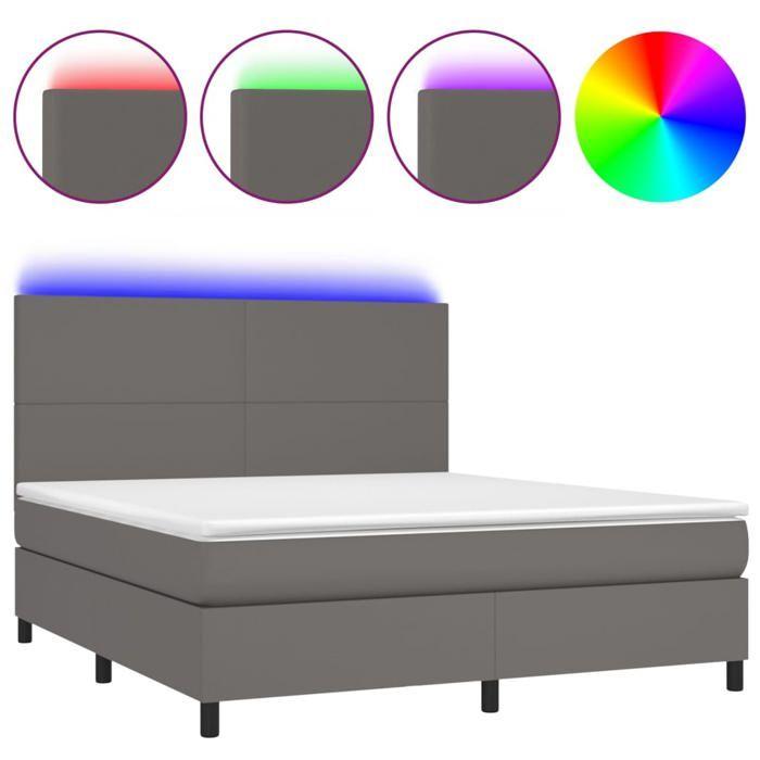 Maison Exclusive - Sommier à lattes de lit avec matelas et LED Gris 160x200 cm