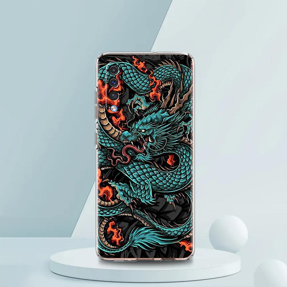 Прозрачный чехол для телефона для Samsung Galaxy A16 A14 A12 A22 A24 A42 A06 A20 A30 A40 Мягкая TPU крышка Иллюзорный цвет Китайский дракон