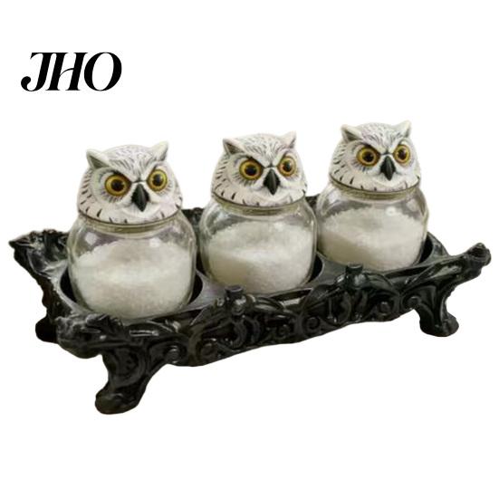 Tea Bag Storage Container Spice Jar Moisture Proof Glass Jars with Witch Hat/Owl Lids Sealed Moisture-proof Seasoning Dry Foods Containers Decorative