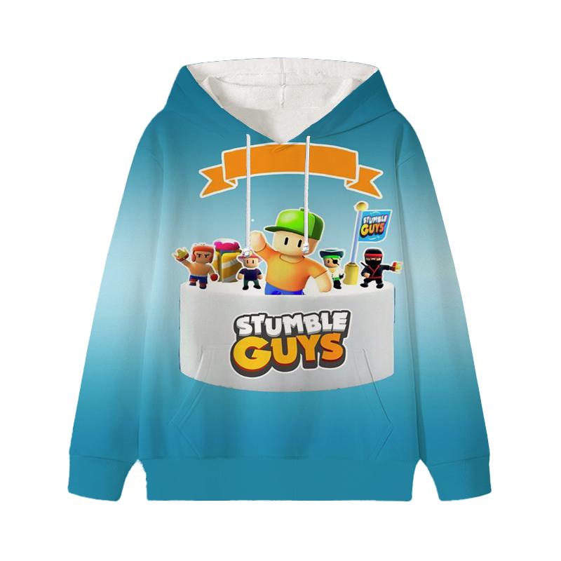 Толстовки Stumble Guys Stumble Game для мальчиков и девочек, зимняя теплая толстовка с капюшоном для детей, пуловеры с длинным рукавом, топы больших размеров