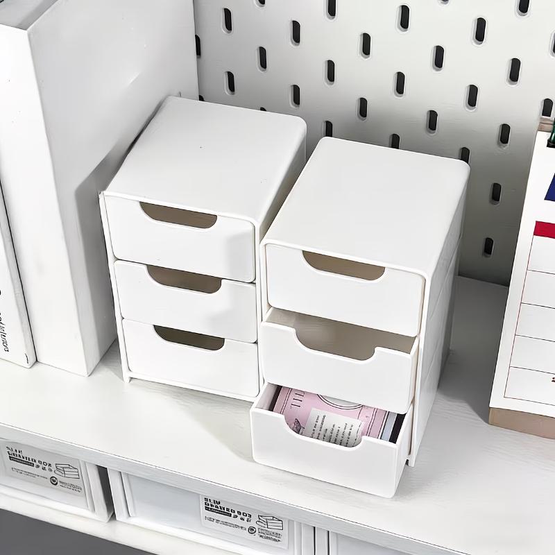 3-Tier Clear Acrylic Drawer Storage Box Durable Desktop Organizer for Home Vanity Desk Stationery Storage