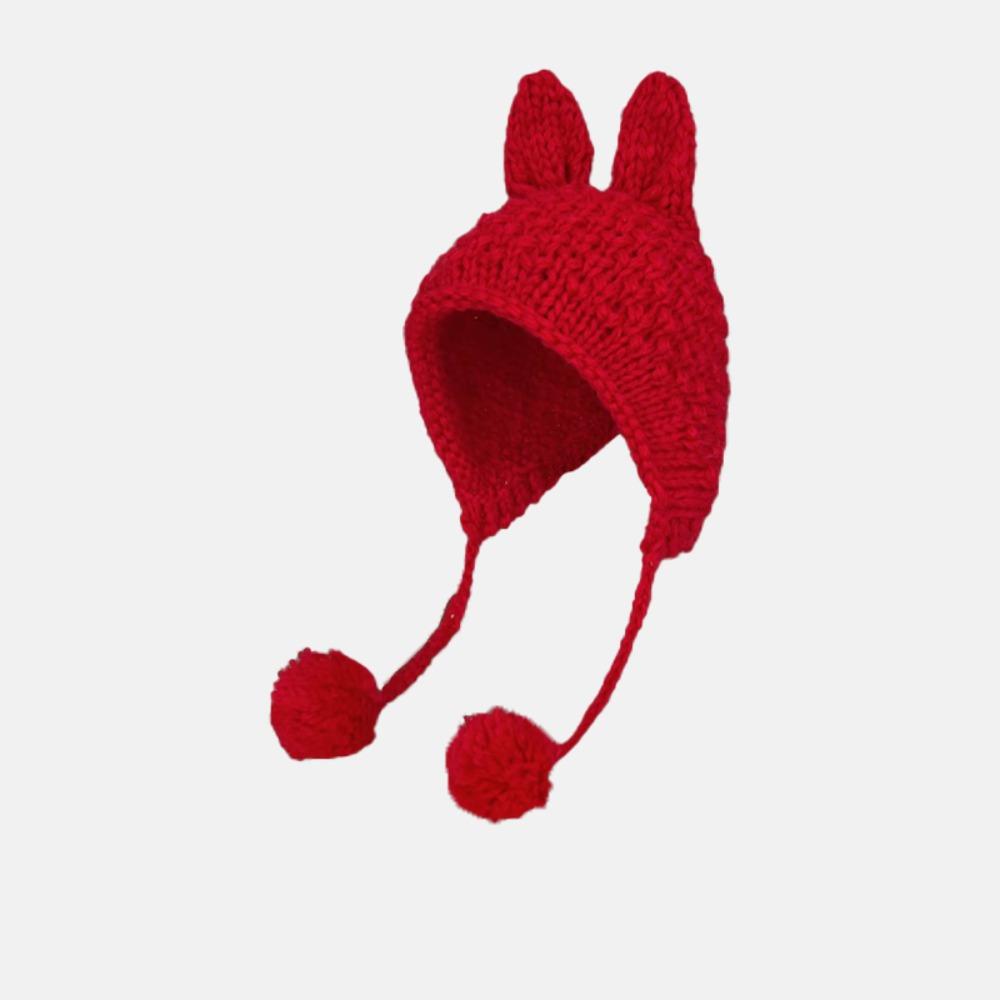 Корейская вязаная шапка Y2k, новый дизайн, защитная шапка для ушей, зимняя вязаная шапка с кроличьими ушками для женщин