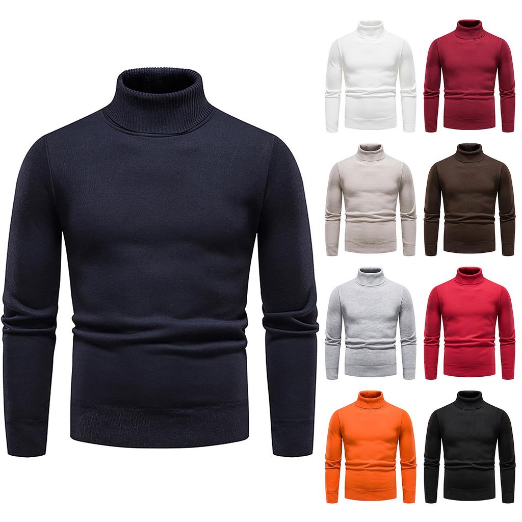 Men's Autumn And Winter Casual  Knitted Solid Color Decorative Pattern Sweater