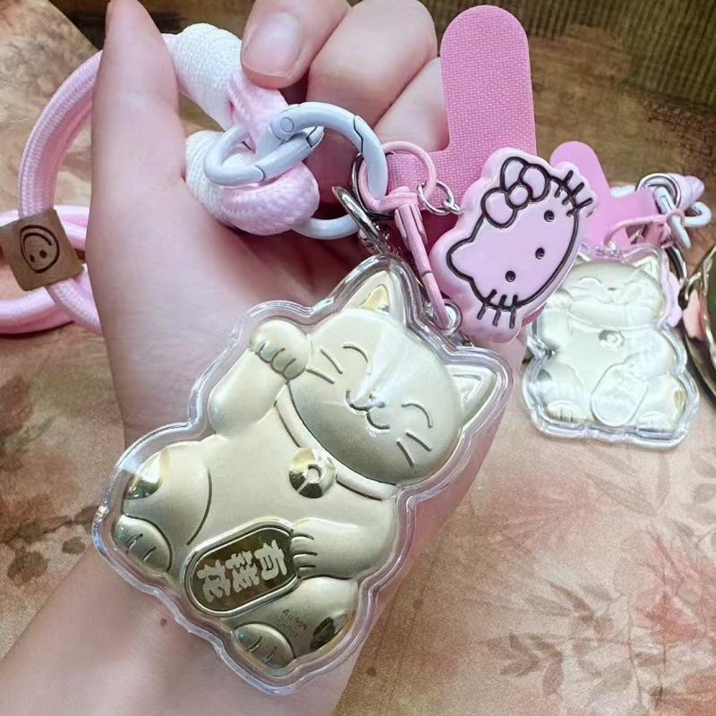 999 Pure Gold Lucky Cat Money Tree Keychain: Charming Cartoon Bag Pendant Gift for Girlfriend or Best Friend