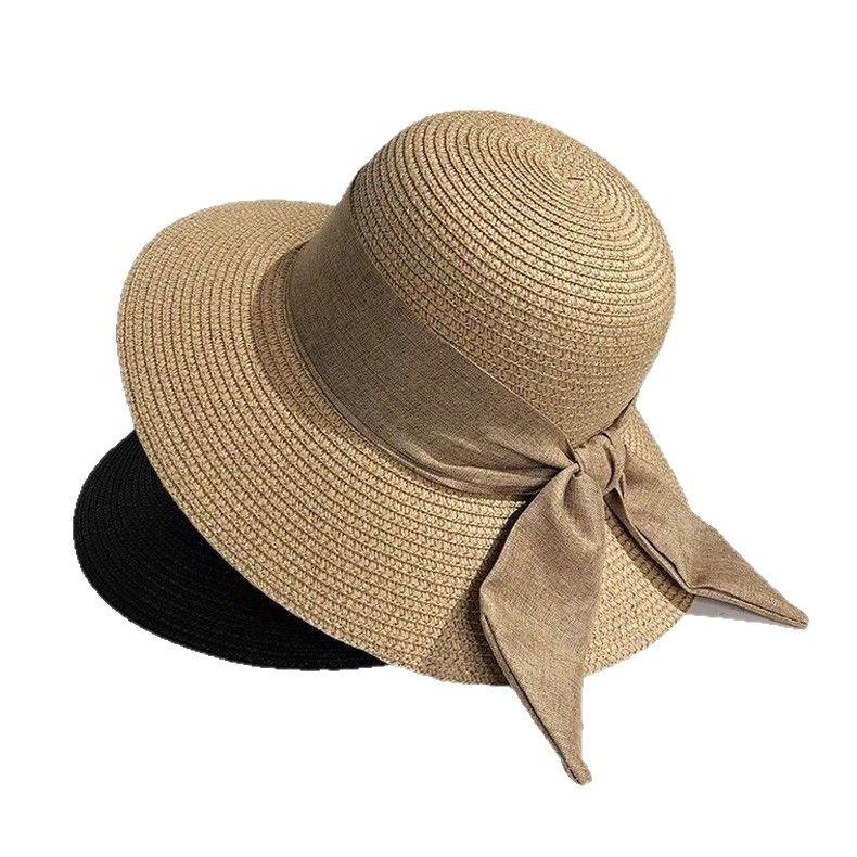Straw Hat Female And Female Sunshade Summer Outing Beach Hat Bow Sun Hat Sunscreen Hat Versatile Large Brim