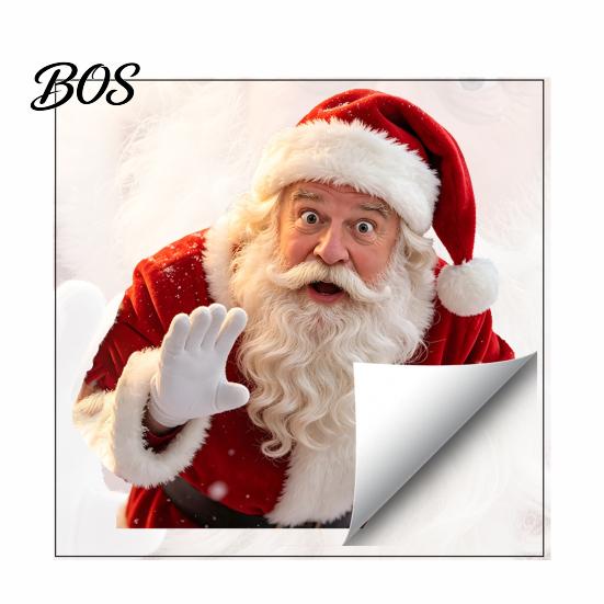 Removable Festive Window Decorations Santa Claus Sticker, Static Decal, Waterproof Realistic Pattern Decals PVC Decal for Home Living Room Bathroom