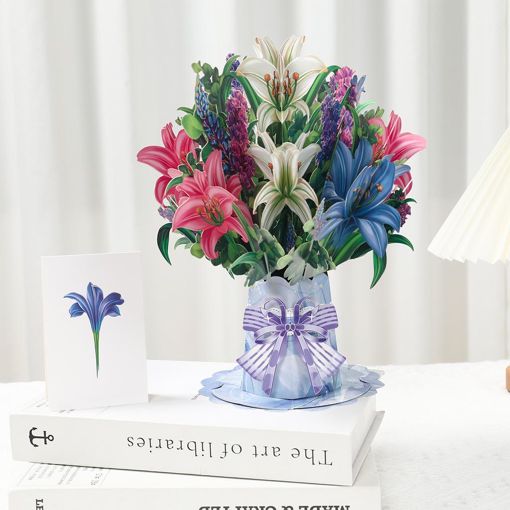 3D Pop Up Bouquet Hummingbird Flowers Happy Mother's Day Card Greeting Cards For Birthday Anniversary Wedding Mother's Day Gift