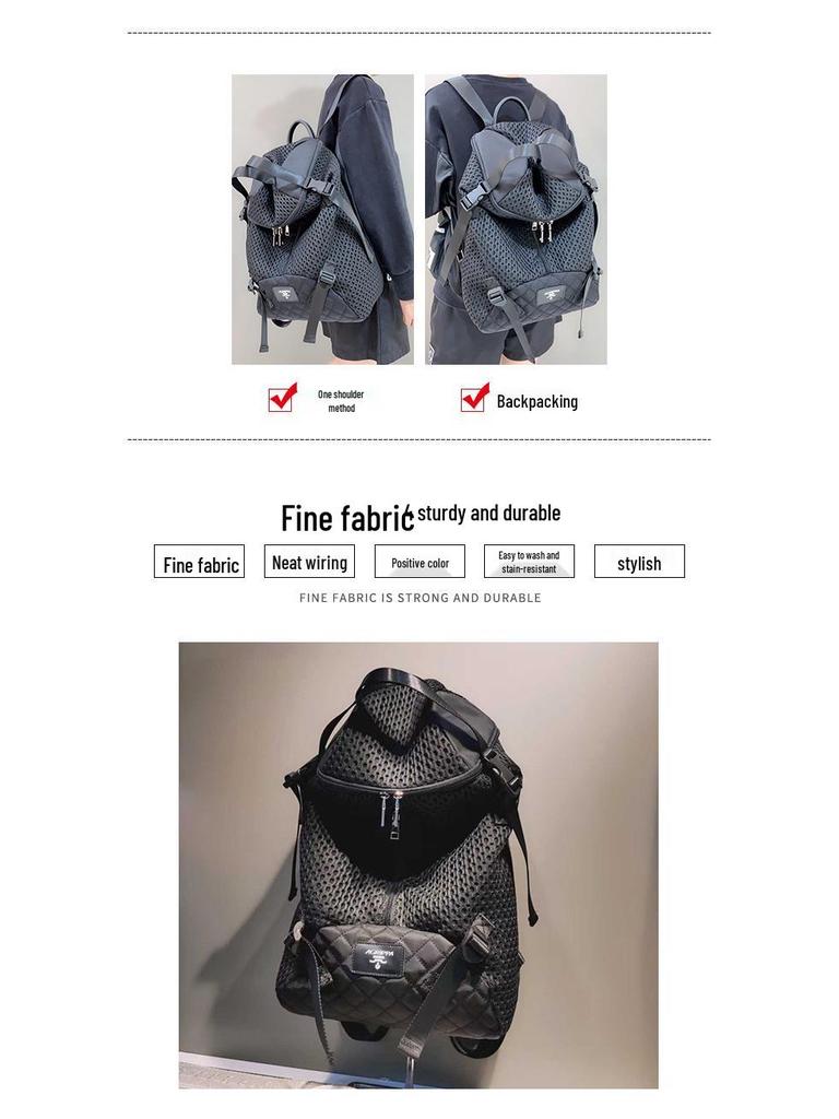 Стильный рюкзак из нейлоновой сетки с двойной молнией - Большая вместимость для альпинизма на открытом воздухе