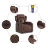 Electric Massage Recliner with Rising Function Brown Synthetic Leather