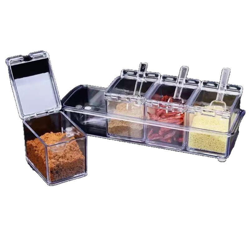 Кухонный набор из четырех приправ с высокой прозрачностью: Банки для хранения соли и специй