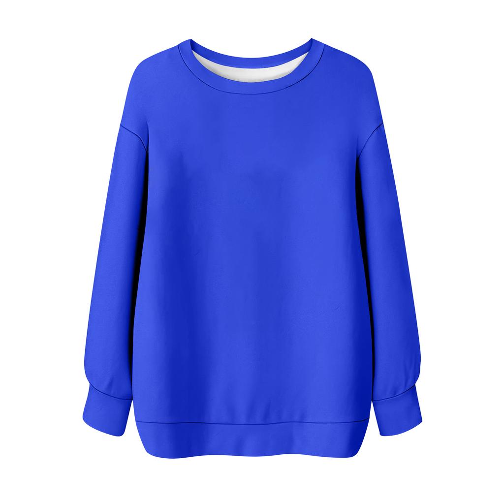 Женская однотонная футболка с круглым вырезом и длинными рукавами, свитшот