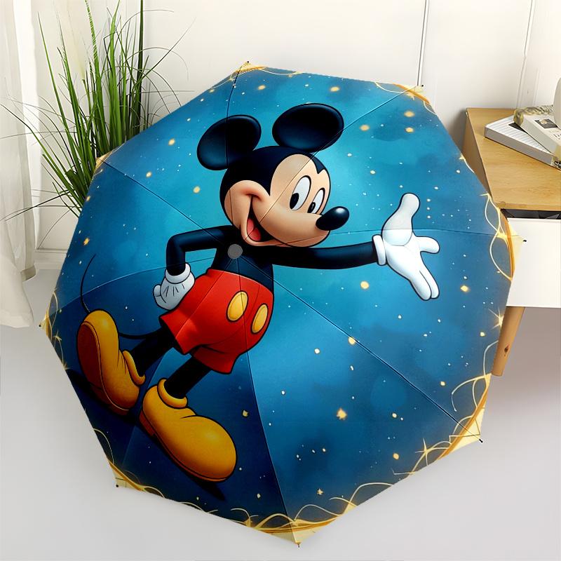 Mickey Mouse,Magic Circle Themed Automatic Opening and Closing Folding Umbrella, Reinforced 8 Ribs, Compact Travel Design, Fashionable Foldi