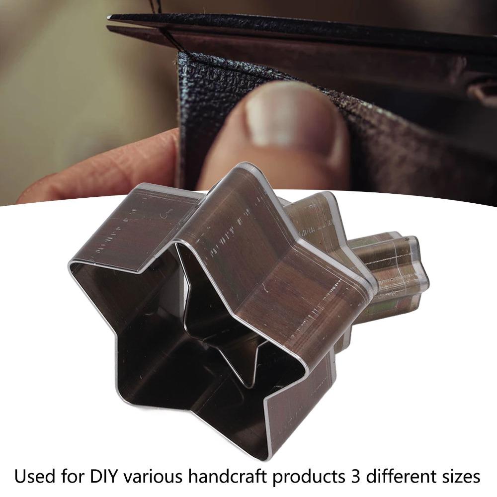 3pcs Steel Material Hollow Punching Tool Different Sizes Star Leather Cutting Die For DIY Crafts