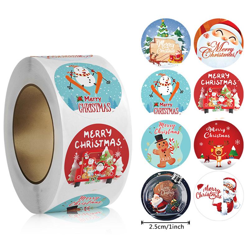 500 шт. веселых рождественских наклеек, рождественские тематические наклейки, наклейки для подарков своими руками, выпечки, конвертов, канцелярских принадлежностей, украшений