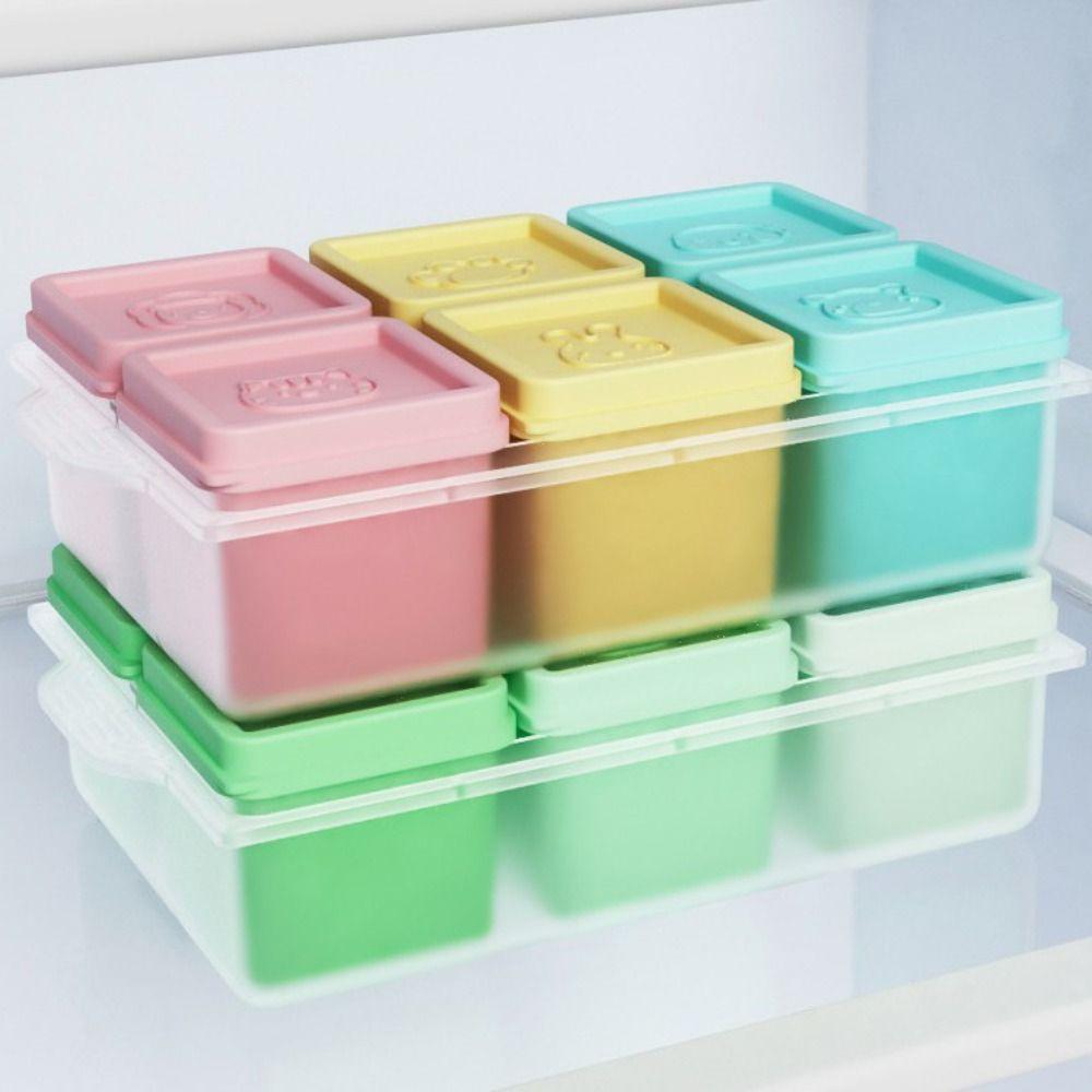 Silicone Baby Food Freezer Tray 6 Grid Puree Container Durable Ice Cube Tray  Fruit