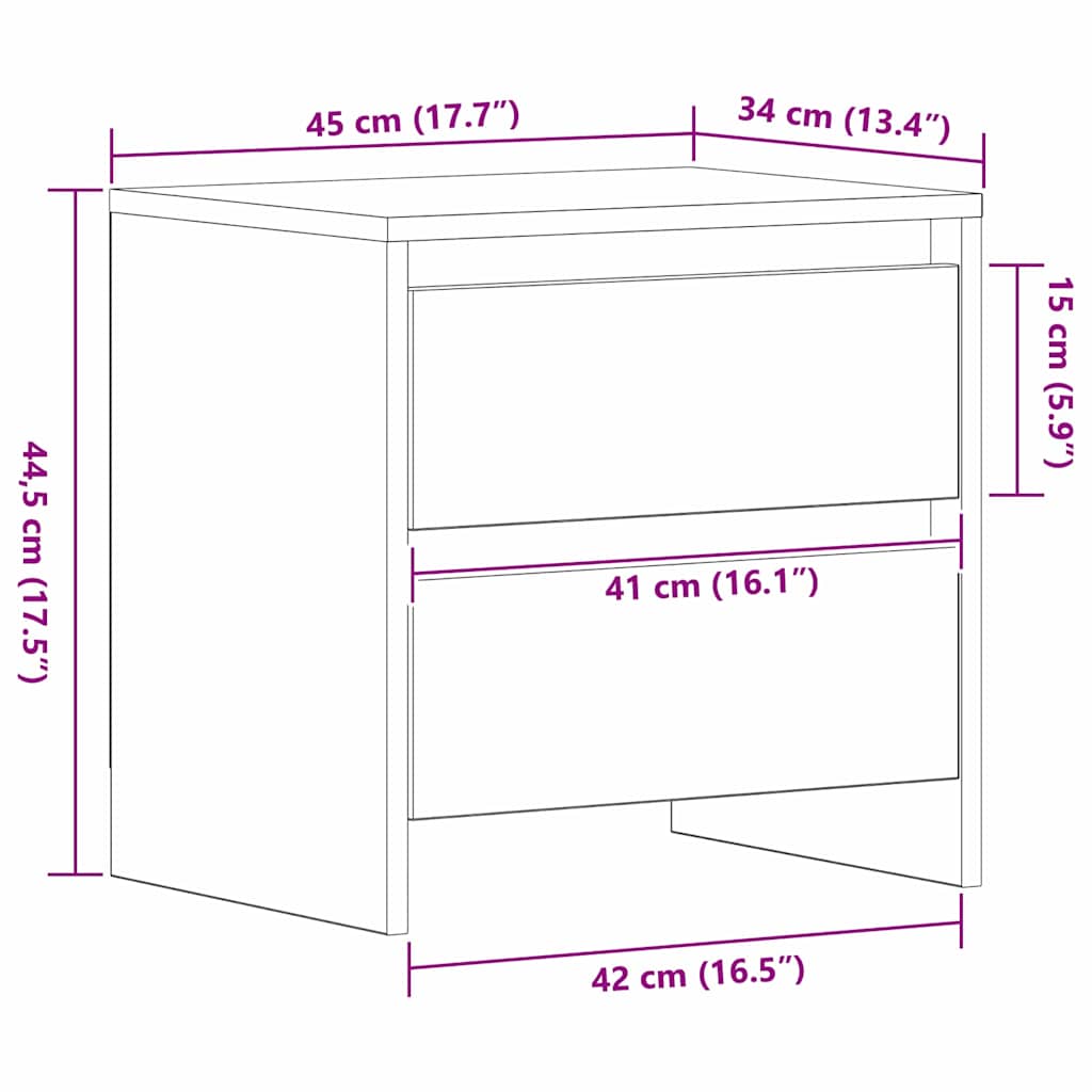 Nightstand Artisan Oak 45 x 34 x 44.5 cm Engineered Wood