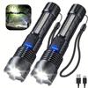 1/2pcs High Lumens Flashlights, Rechargeable Led Flashlights With 7 Light Modes, Powerful Handheld FlashLight For Camping Emergencies