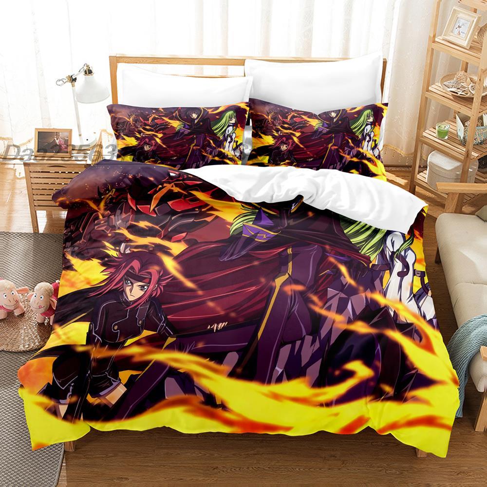 Code Geass Bedding Set Single Twin Full Queen King Size Bed Set Teenager Bedroom Sheet Set 3D Print Anime Kawaii