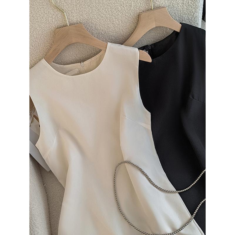 Лето Женский Пожилой Чувство Света Знакомый Стиль Элегантный Темперамент Тонкий Модный А-силуэт Жилет Без Рукавов Платья