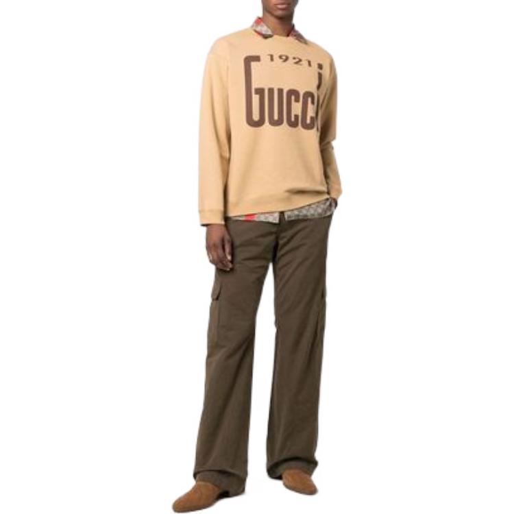 Gucci Свитшот с длинным рукавом и круглым вырезом 1921 Series SS22 Коричневый 681217-XJDV7-2293