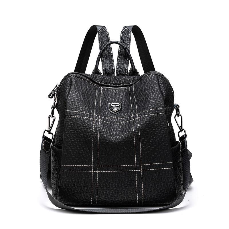 Women's Backpack 2024 Spring/Summer New Style Soft Leather Fashionable Women's Bag Casual Versatile Large Capacity Travel Backpack Trendy