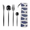 Портативный набор столовых приборов из нержавеющей стали, 4 предмета, с сумкой, западный нож, вилка, чайная ложка, кухонный обеденный набор столовых приборов