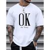 Men's 100  Summer Loose Fit   OK Printed T-shirt Tops Cool Design Street Short Sleeve Top Tee  Clothing