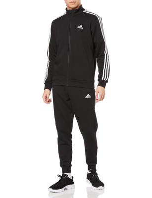 Adidas DTU71 Базовый флисовый спортивный костюм Черный Мужской комплект с 3 полосками, (IJ6067)