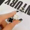 Серьги Forward And Reverse Two Wear Black And White Four-Left Clover Light Luxury, изящные серьги с пряжкой, новые высококачественные женские серьги