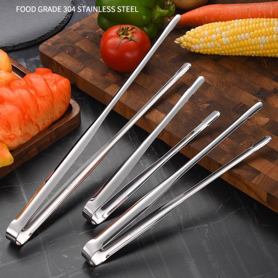 Зажим для еды, зубчатый, утолщенный, пищевой, с длинной ручкой, полированный зажим для еды, многофункциональный домашний бар, щипцы для кубиков льда для кухни