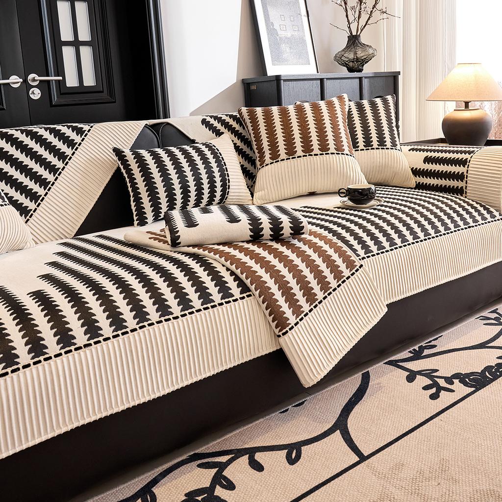 French High-End Sofa Cushion, Universal In All Seasons, Non-Slip Seat Cushion, Fashionable Splicing Sofa Cover, Cover Cloth, Backrest Towel