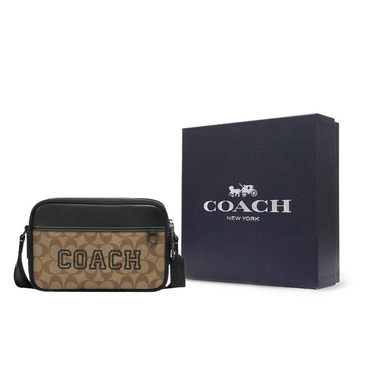 Coach Graham 23 Classic Сумка через плечо с принтом-монограммой, на молнии, из кожи и ПВХ, средняя, мужская, хаки-зеленая CE638-QBV3D