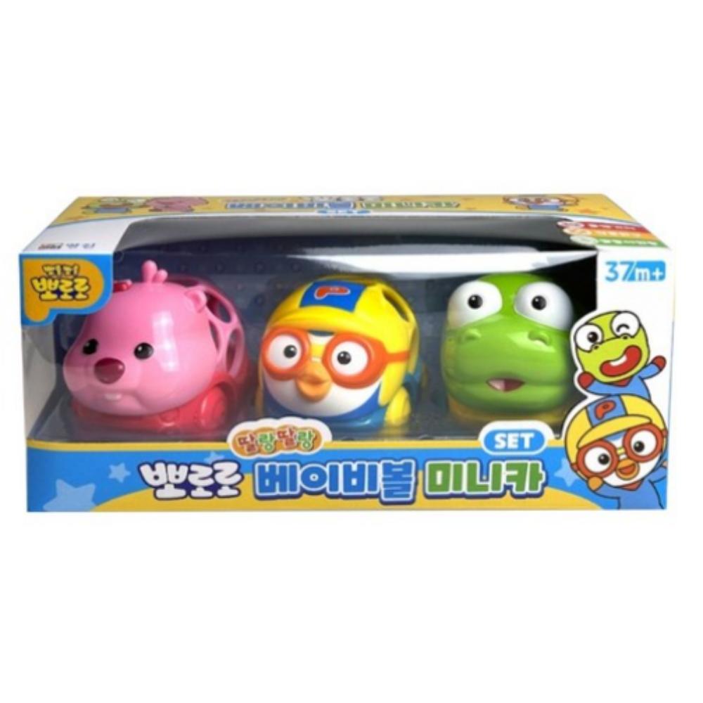 Youngjin Toy Pororo Baby Ball Mini Car 3-Piece Set (Pororo + Rupee + Crong)