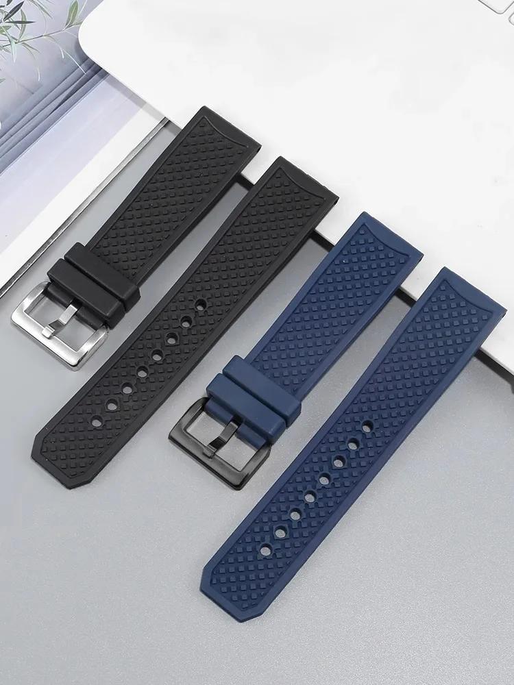 Fluoro Rubber Watch Strap For Citizen Blue Angel AT8020 First Generation Watchband AT8020-54L Waterproof Watch Band Accessories
