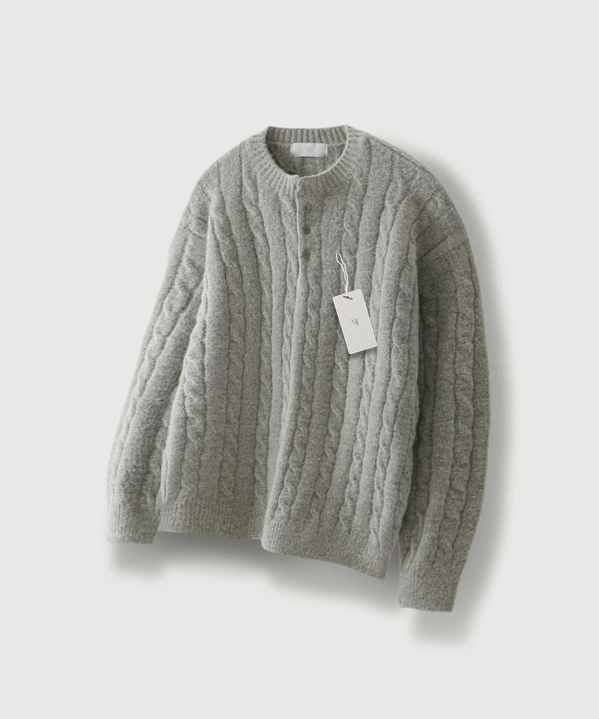 MOOD INSIDE Cable Knit Henley Neck Knit_4 Colors