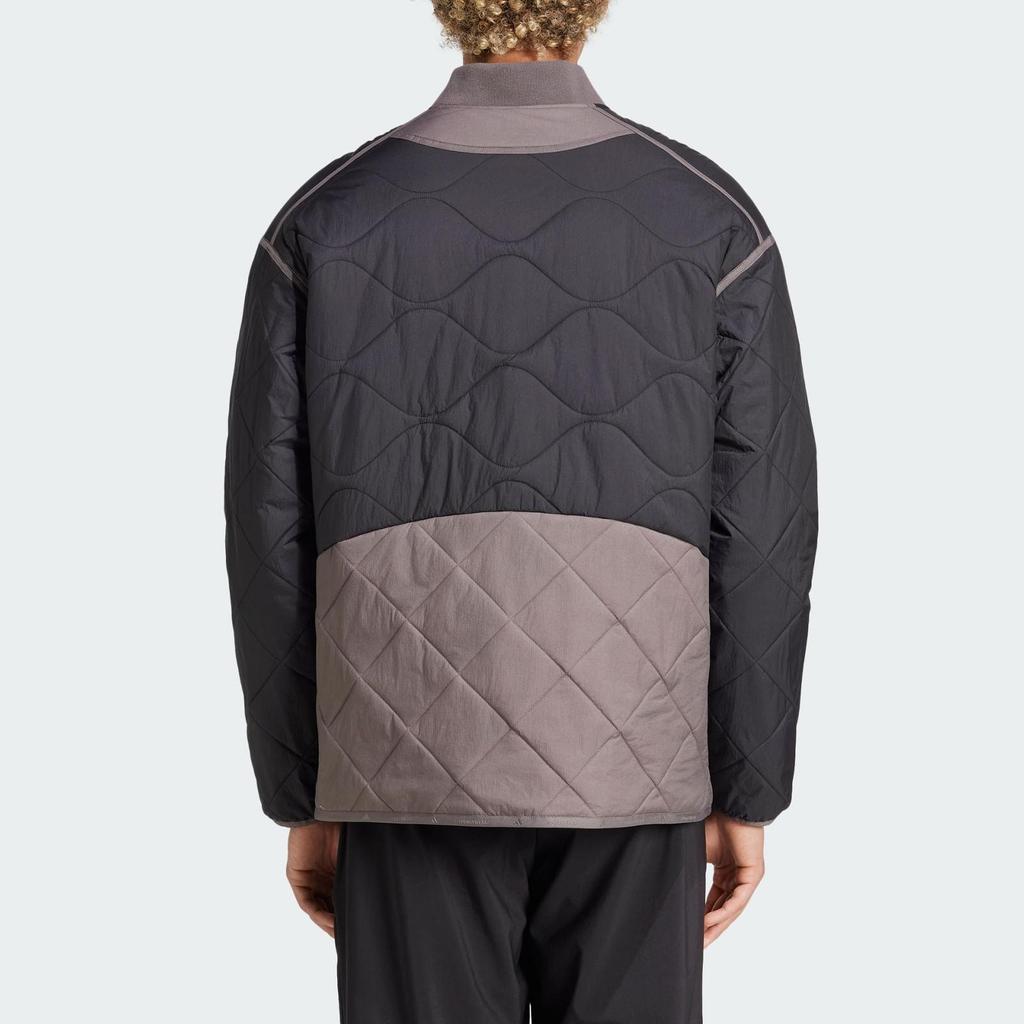 adidas Легкая стеганая спортивная повседневная куртка из хлопка с цветными блоками, удобная, теплая, унисекс, черная, угольно-черная JG5936