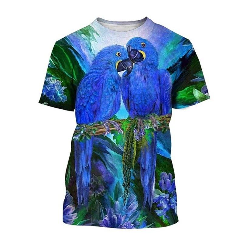 Fashion New Color Parrot Graphic T Shirts For Unisex Summer Trend Casual Tees Harajuku Printed O-neck Short Sleeve Top