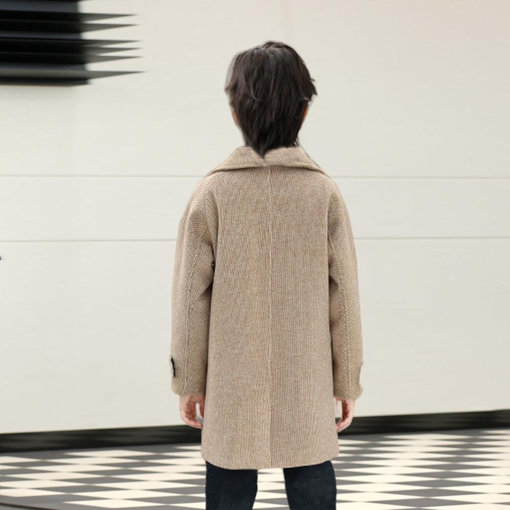 Корейское шерстяное зимнее пальто для мальчиков в английском стиле, детская плотная верхняя одежда, модные детские шерстяные длинные куртки, детские теплые пальто