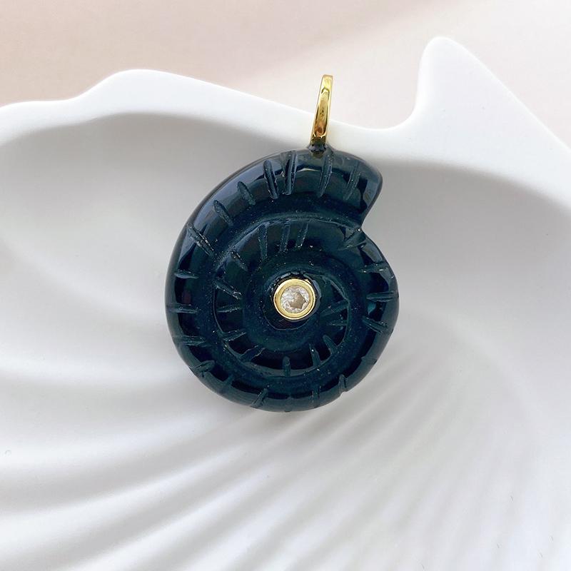 Snail Shell Shaped Carved Natural Crystal Stones With Zircon Amethyst Quartz Tiger Eye Gemstone For Diy Necklace Pendant
