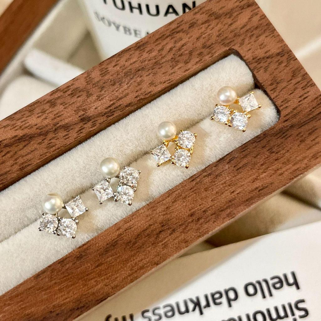 Серьги из стерлингового серебра с жемчугом в стиле Чжао Лусы - Высококлассный нишевый дизайн