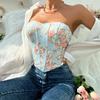 Women Bare Shoulder Y2K Crop Tops Printed Sleeveless Vest Woman Sexy Backless Slim Strapless Tank Tops Femme Fishbone Corset