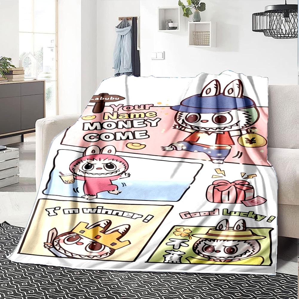 Labubu Customize Your Name Blanket Cozy Personalized Blanket Comfortable Throw For Couch Chair Office Seaside All-Season Use