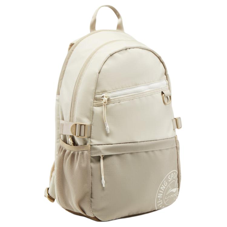 New LiNing Sports Life Collection Polyester Backpack Unisex Xuan Paper White & Khaki ABSV219-3