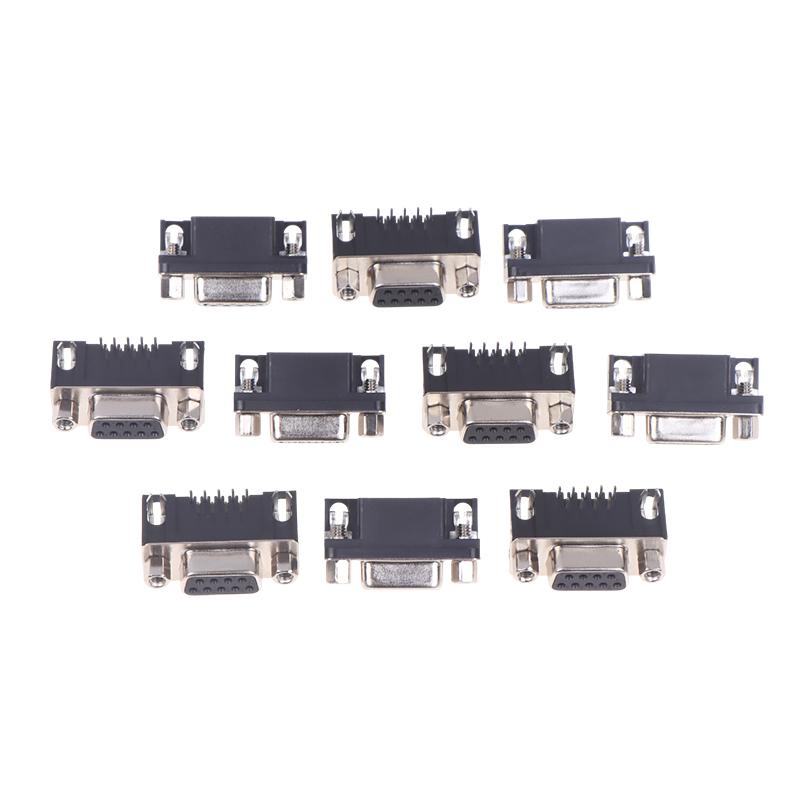 ГОРЯЧИЙ 10 шт. DR9 Разъем D-Sub 9 Pin Прямоугольный Приваренный Разъем RS232 90 Градусов Изогнутая Игла DR9