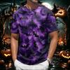 Мужская футболка-henley с принтом на Хэллоуин, короткий рукав, повседневная, на пуговицах, из легкой дышащей ткани для повседневной носки